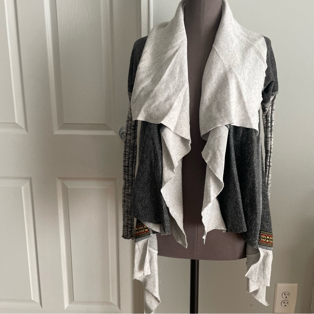 Scrapbook asymmetrical draped collar cardigan size small